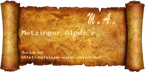 Metzinger Alpár névjegykártya